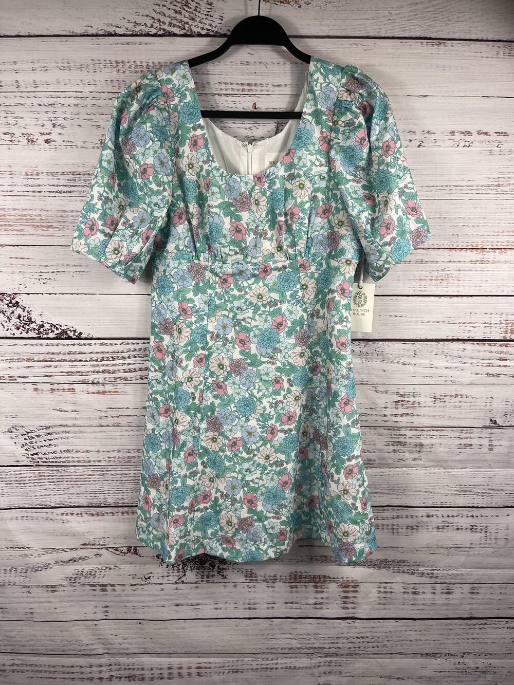 Hyacinth House Dress Women's Size Small Floral Puff Sleeve Fit Flare Sundress